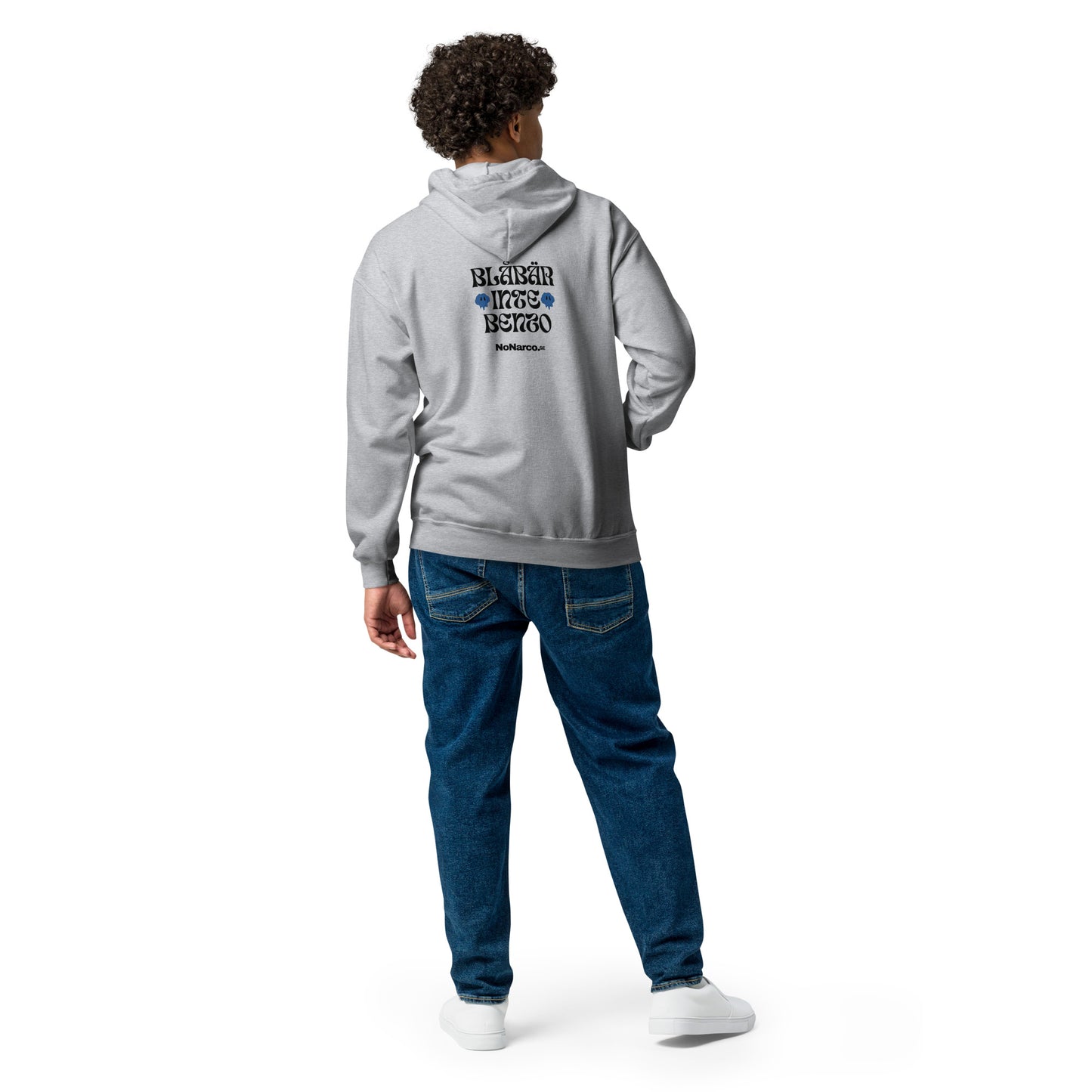 Hoodie, "blåbär inte Benzo"