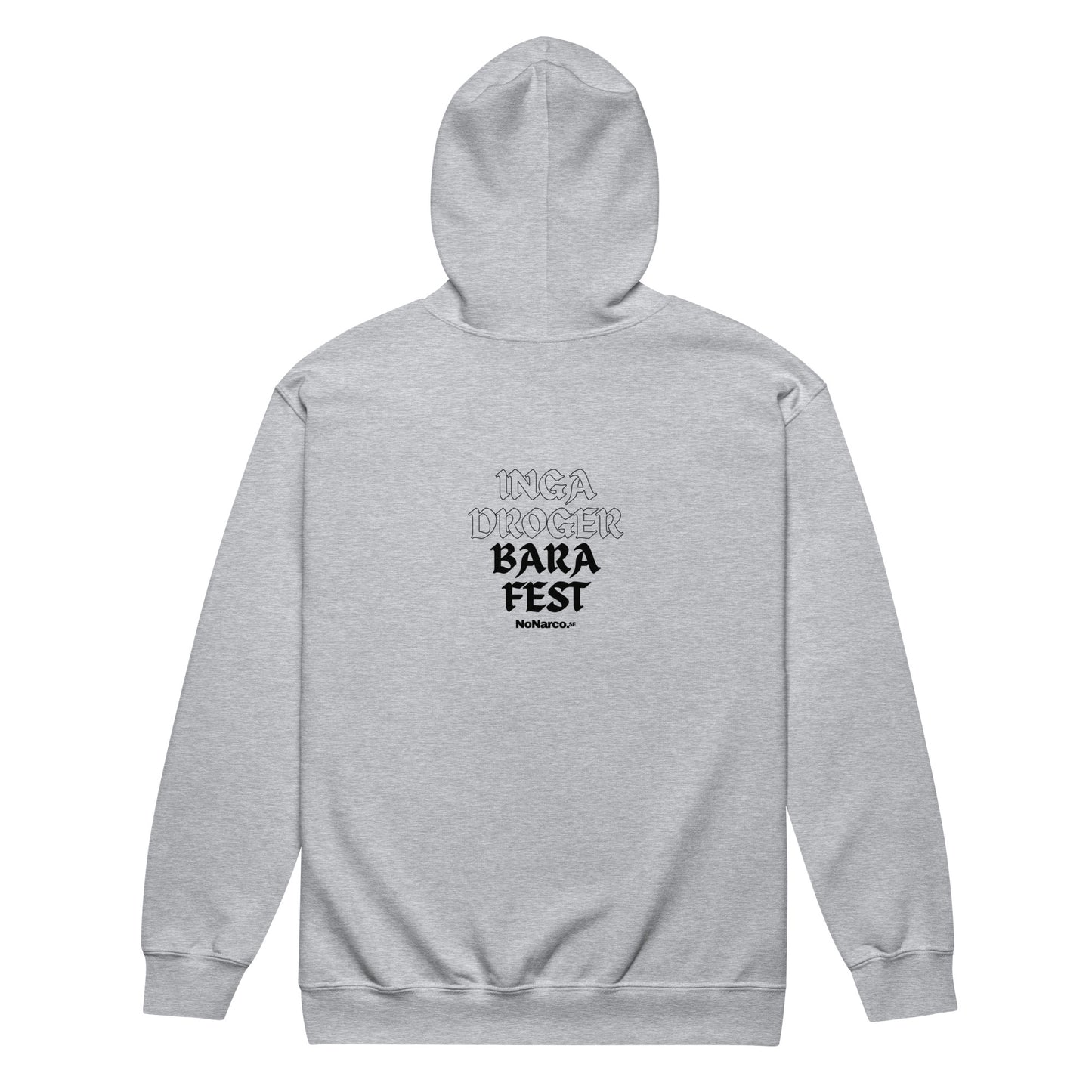 Hoodie, "inga droger bara fest"